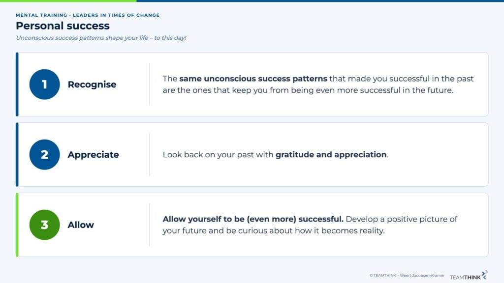 Personal success: recognise unconscious success patterns, appreciate your past and allow yourself to be even more successful